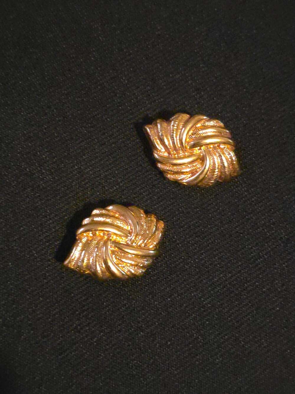 Vintage Gold Tone Textured Knot Design Post Earrings